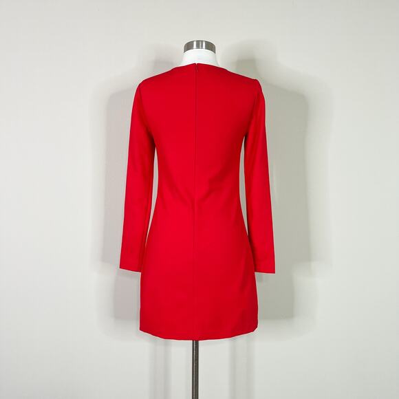 NEW Ted Baker | Edlyn Bright Red Zip Detail Long Sleeve Sheath Mini Dress 0 NWOT - Picture 7 of 11